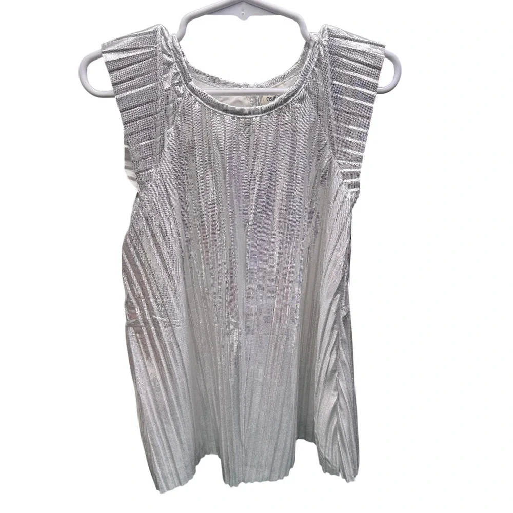Copied - OshKosh B'gosh Toddler Girl 2T Silver Metallic Foil Pleated Dress NWT